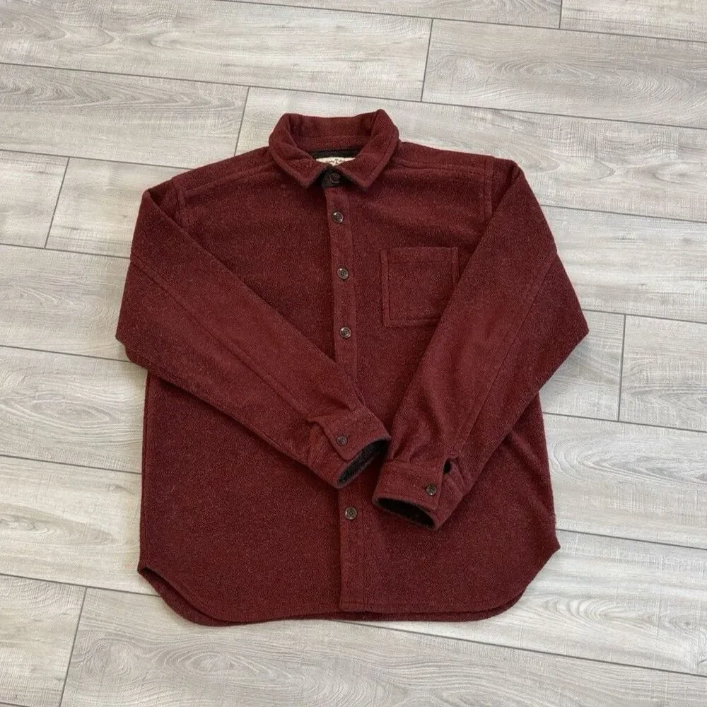 Tommy Bahama Men’s‎ Long Sleeves Fleece Shirt Button Down Burgundy Size XL